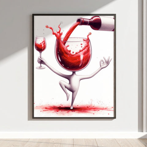 Quirky Abstract Art with Wine Theme Wall Decor