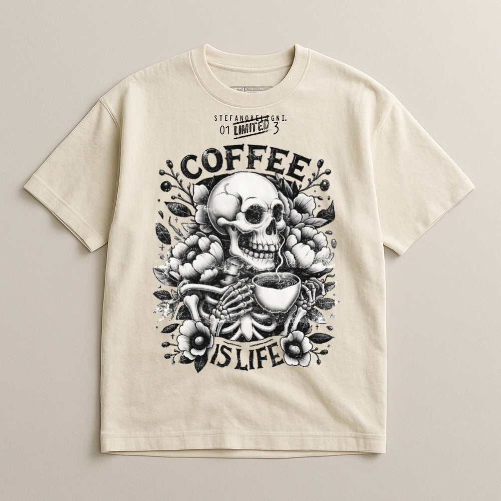 Coffee Is Life Graphical Skull T-shirt