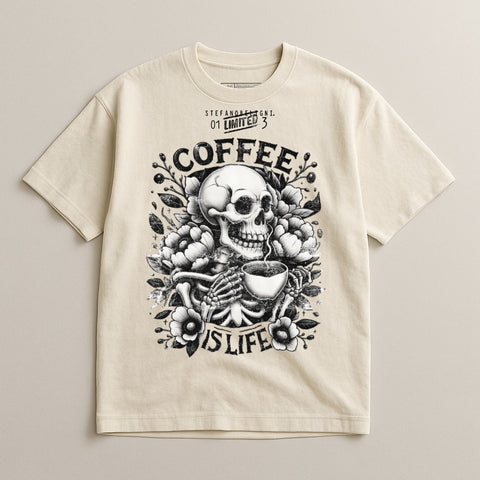Coffee Is Life Graphical Skull T-shirt