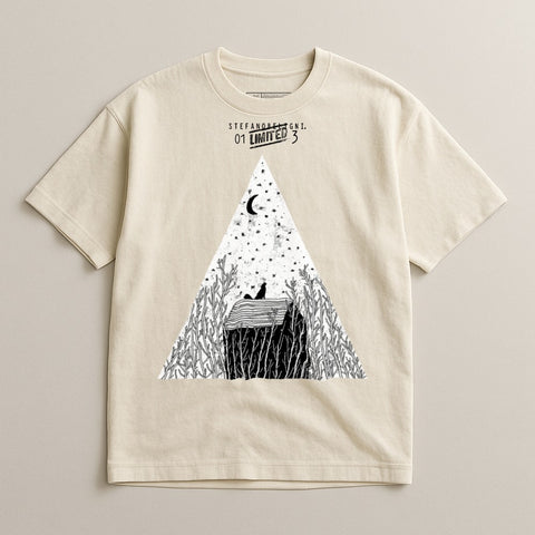 Graphic tee with abstract triangle and nature design