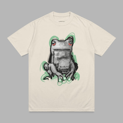 Grayscale frog red eyes green accents design product type
