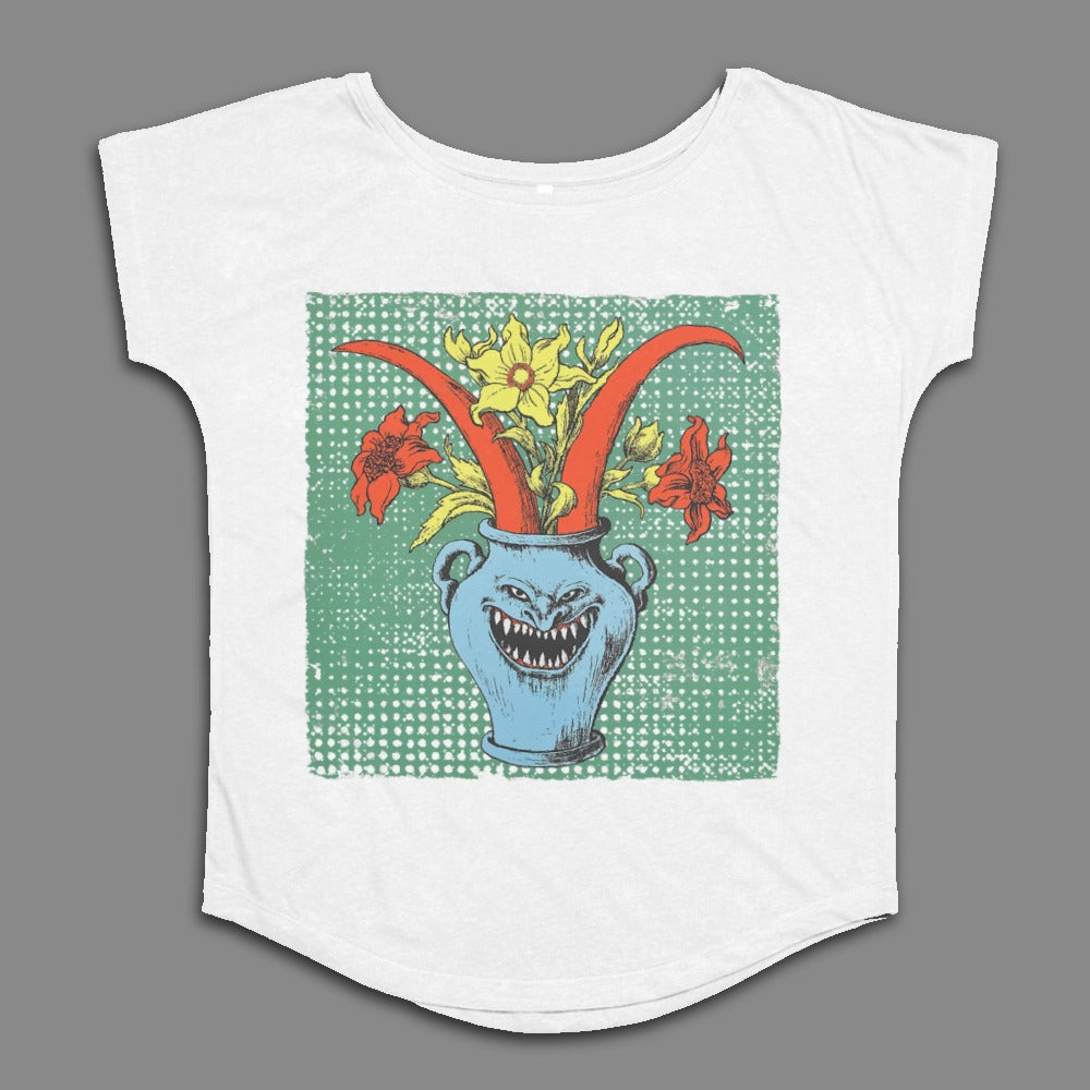 Vintage Creepy Flowers Graphic Women's T-shirt Top