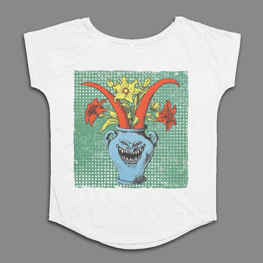 Vintage Creepy Flowers Graphic Women's T-shirt Top