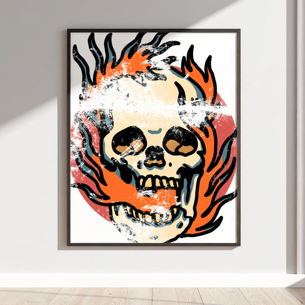 Fiery Skull Art Print for Modern Home Decor Product