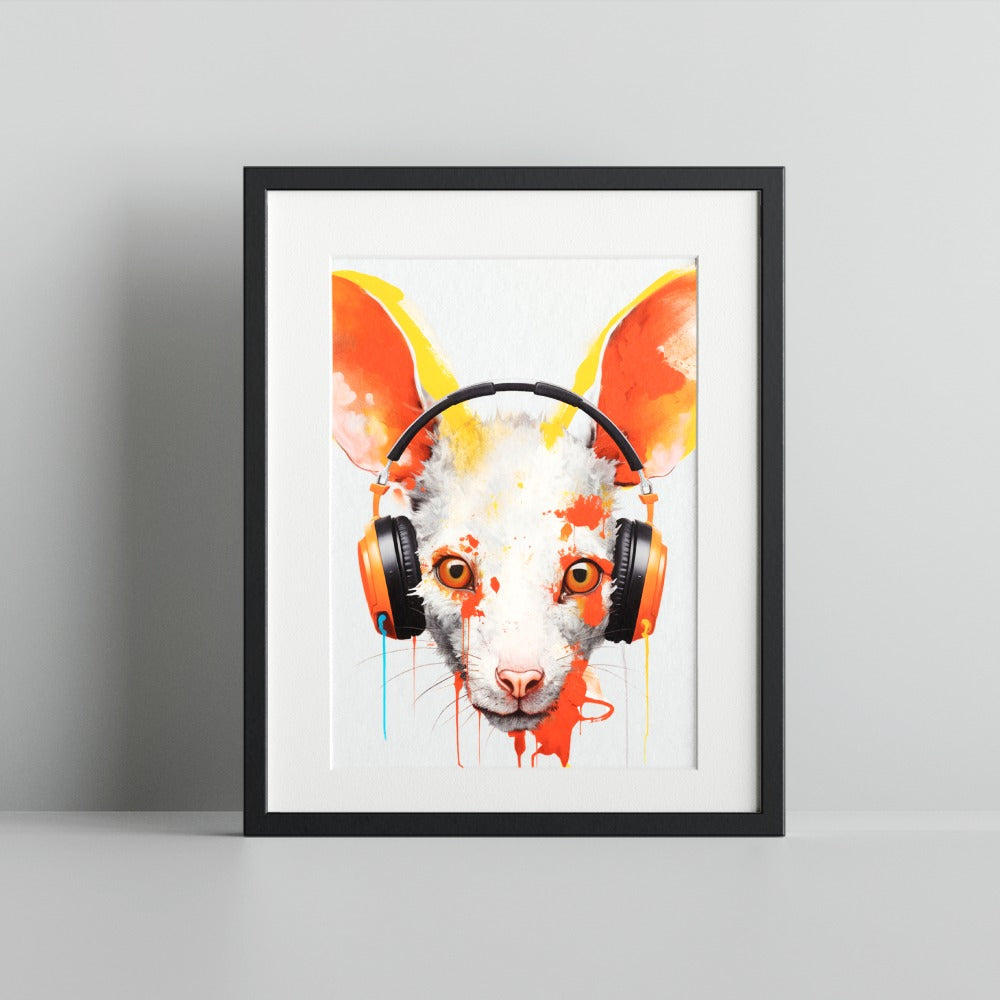 Abstract Animal Wearing Headphones Wall Art Product