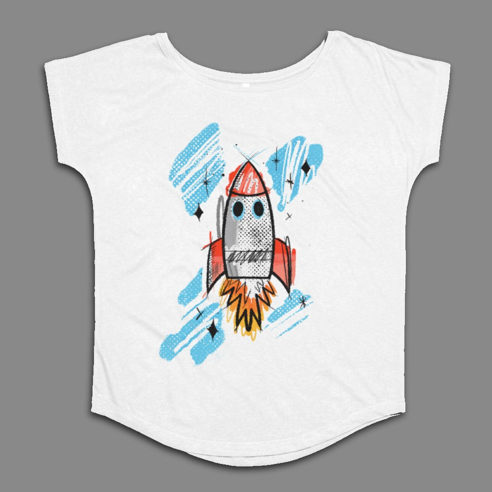 Colorful Cartoon Rocket Design T-Shirt Product