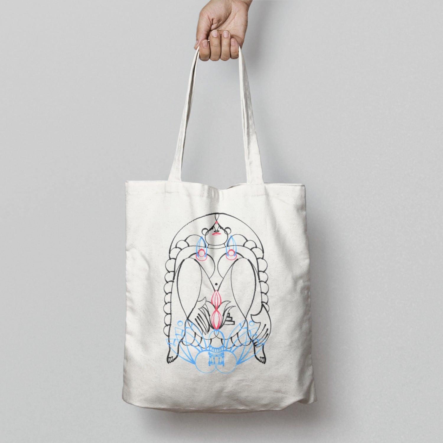 Artistic Embroidered Tote Bag with Modern Design