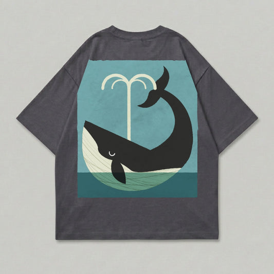Whale water spout ocean design dark grey product type