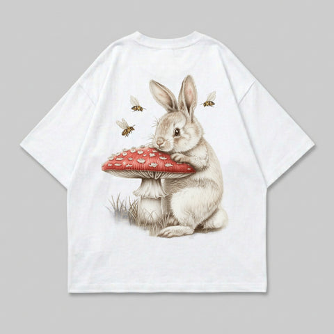 Cute Rabbit Mushroom Bees Illustration Whimsical product type