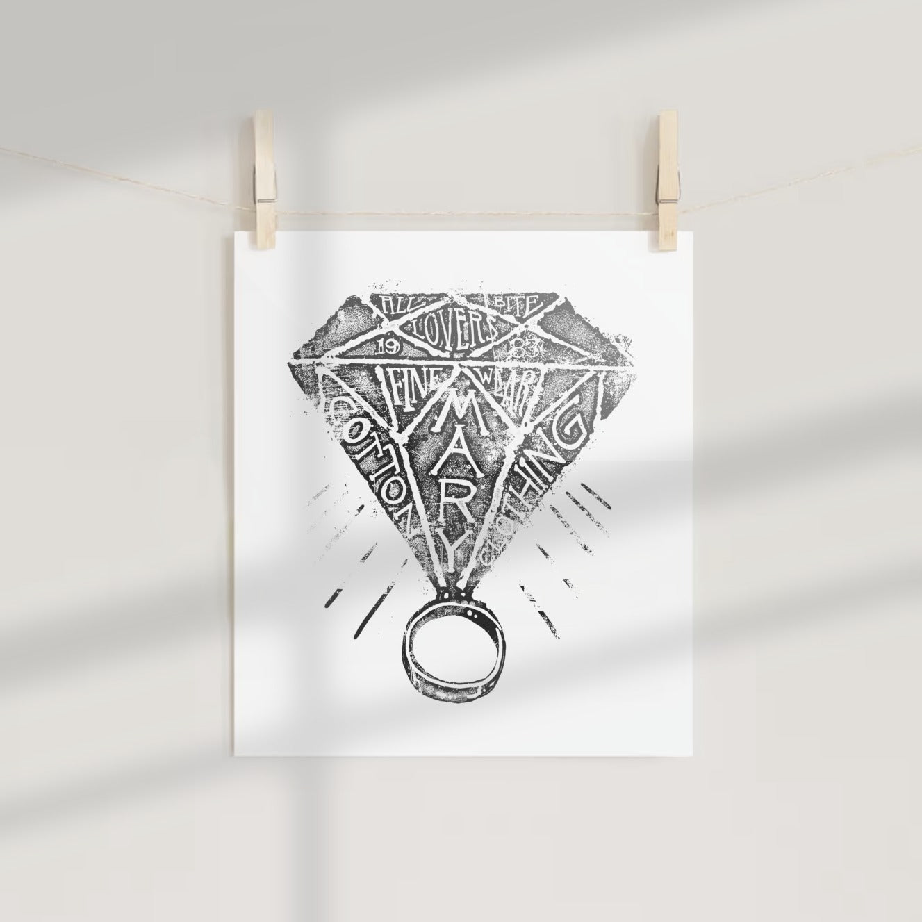 Vintage Diamond Design Fine Art Print Hanging Decor