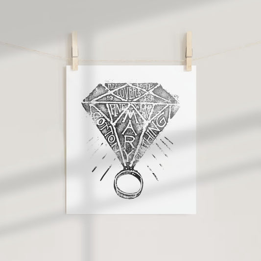 Vintage Diamond Design Fine Art Print Hanging Decor