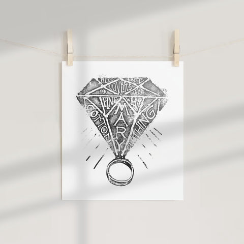 Vintage Diamond Design Fine Art Print Hanging Decor
