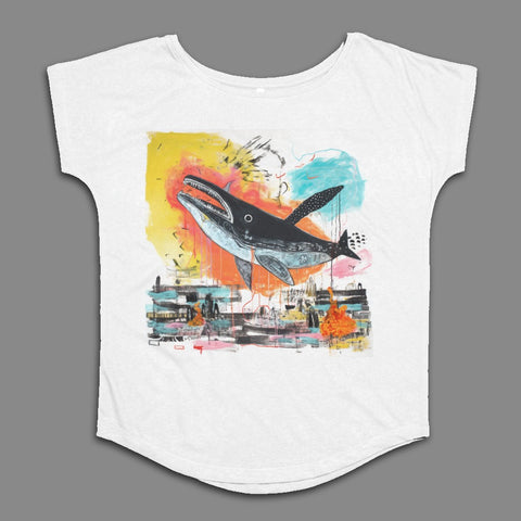 Vibrant Artistic Whale Design Graphic Tee