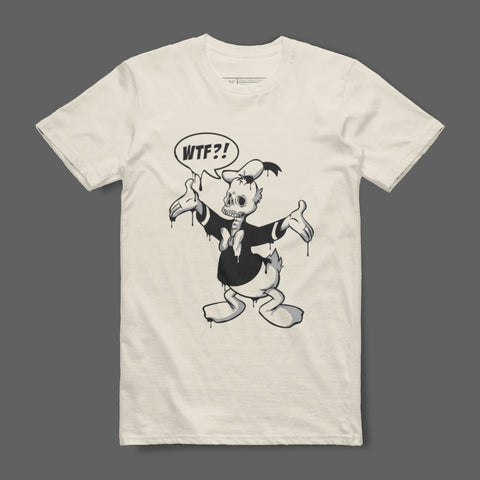 WTF Skeleton Duck Design Graphic Tee-Shirt