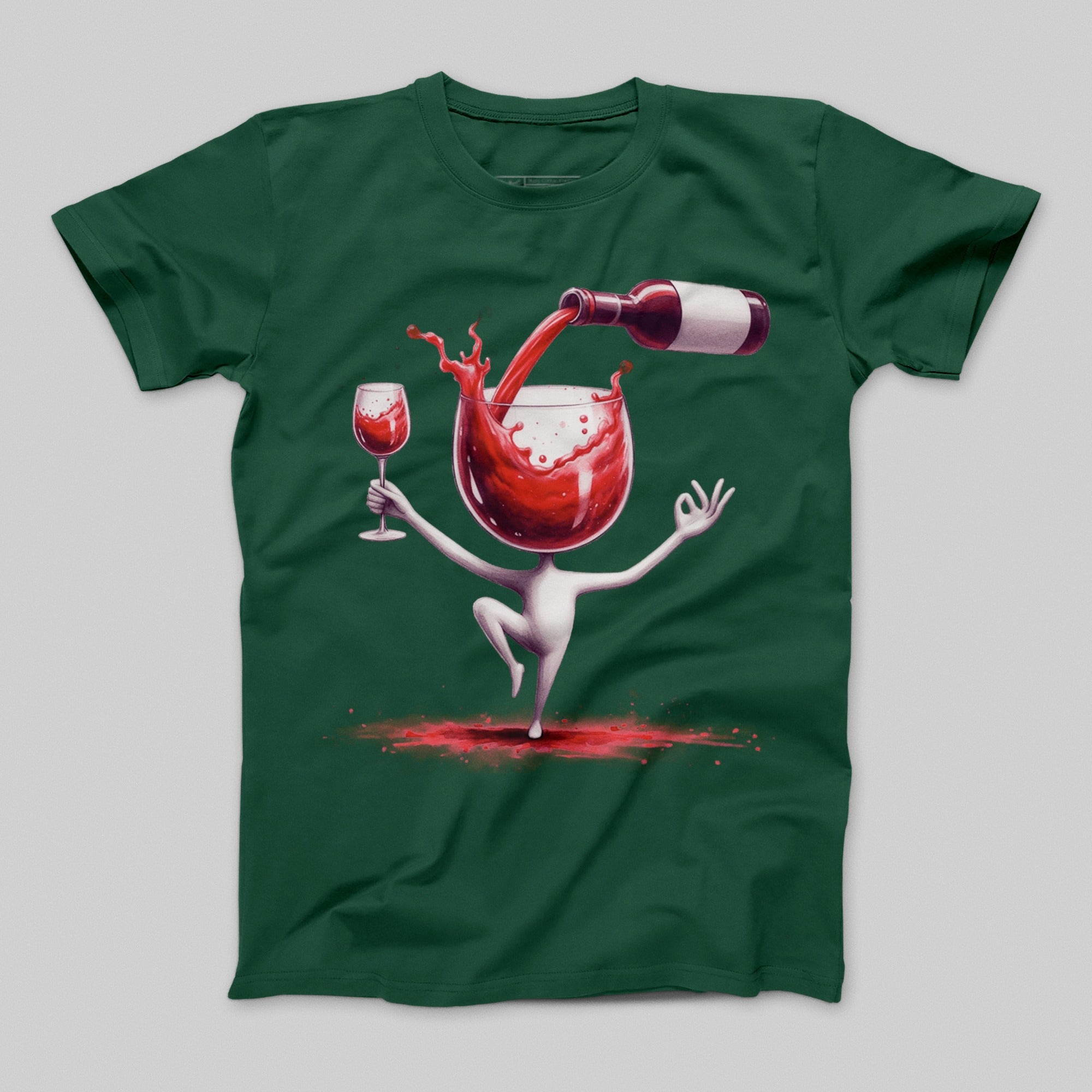 Dancing Wine Glass with Bottle Fun Artistic T-shirt