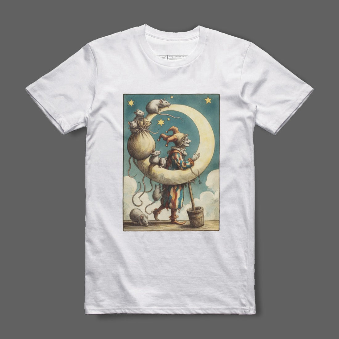 Clown Balancing on Moon Artistic Illustration product