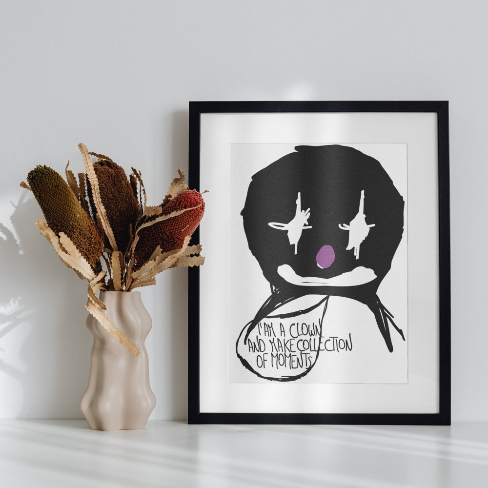 Abstract Clown Art with Unique Message Wall Frame