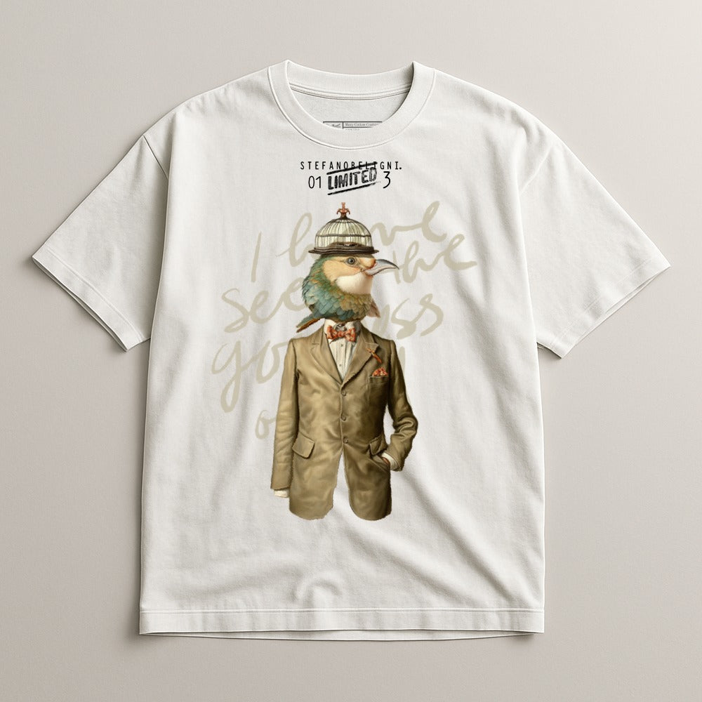 Unique Vintage Style Bird in Suit Graphic Shirt