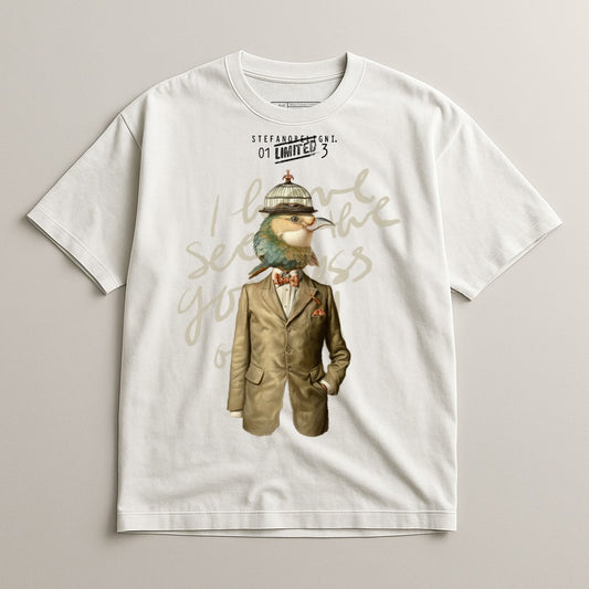 Unique Vintage Style Bird in Suit Graphic Shirt