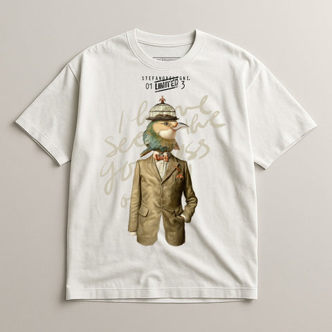 Unique Vintage Style Bird in Suit Graphic Shirt