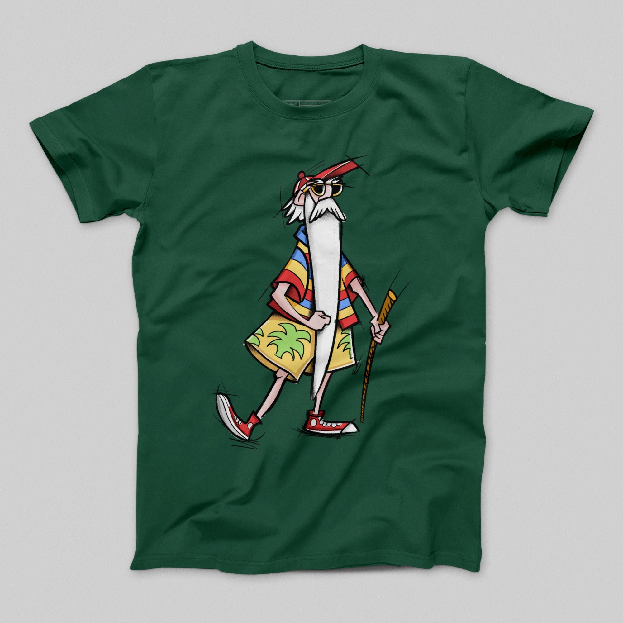Cool Retro Cartoon Character on Classic Green Shirt