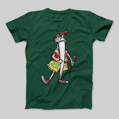 Cool Retro Cartoon Character on Classic Green Shirt