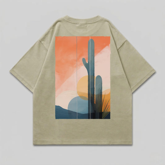 Desert Cactus Abstract Print Oversized Tee product type