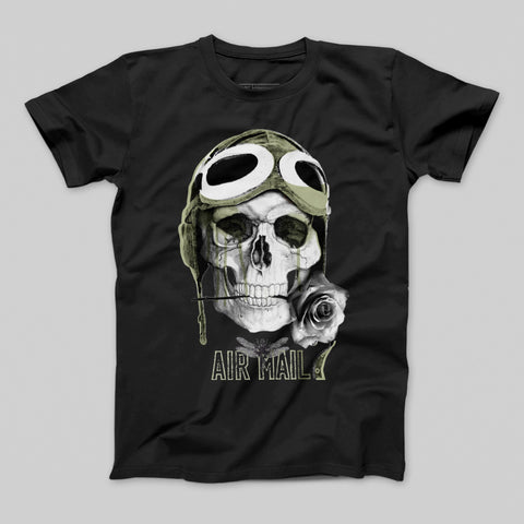 Air Mail Skull Design with Rose T-shirt