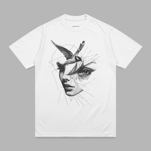 Abstract Woman Face Bird Geometric Lines Art product type