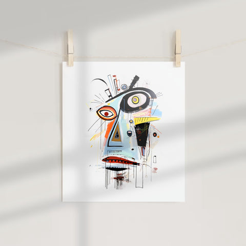 Abstract Face Art Colorful Modern Wall Decor Poster