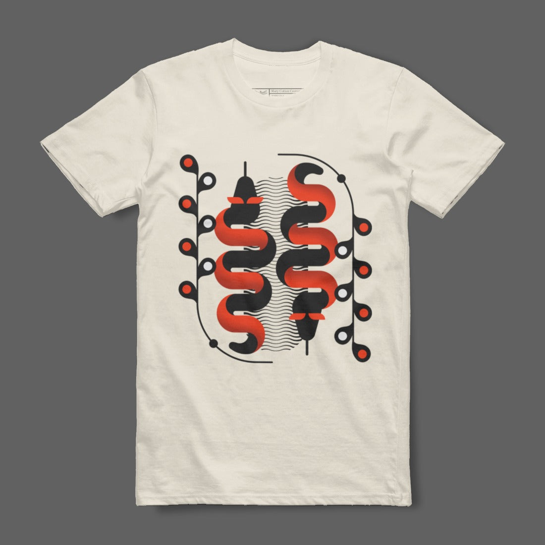 Modern Abstract Red and Black Graphic Design Shirt