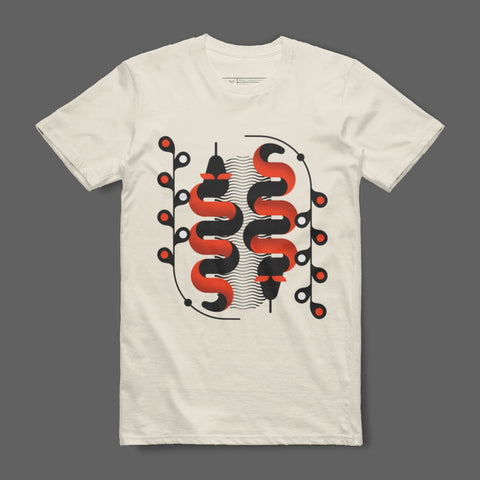 Modern Abstract Red and Black Graphic Design Shirt