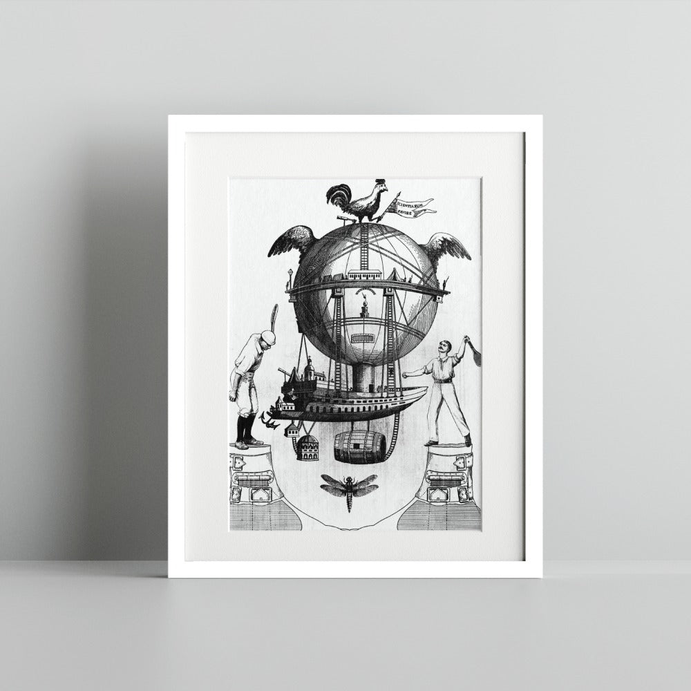 Surrealistic Black and White Art Print for Home Decor
