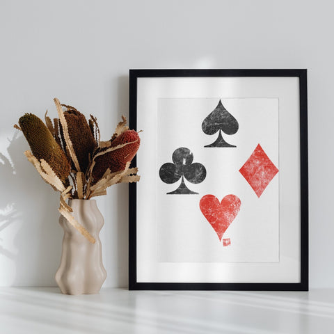 Vintage Playing Card Symbols Wall Art Print