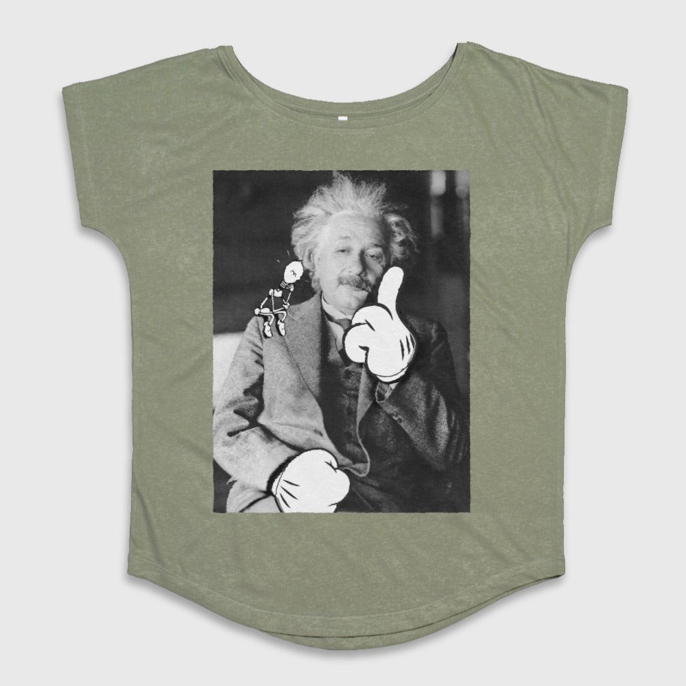 Albert Einstein With Cartoon Gloves Graphic T-shirt