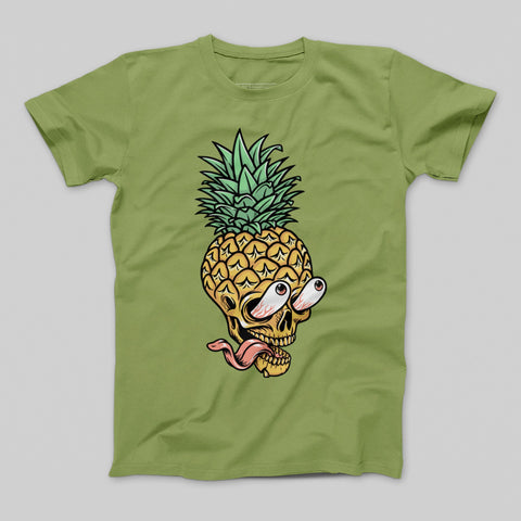 Pineapple Skull Graphic Design T-Shirt for Casual Wear