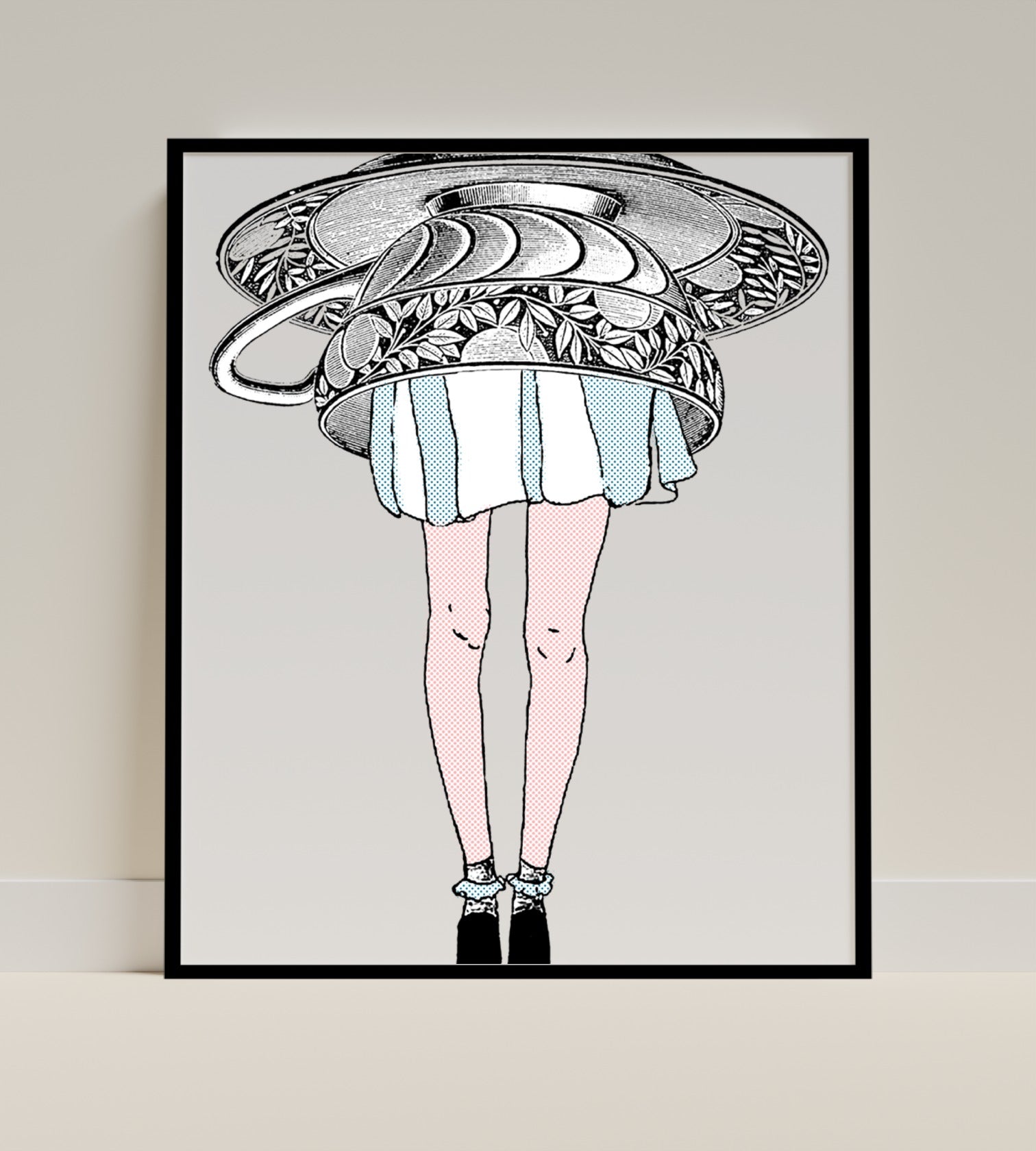 Unique Contemporary Art Poster with Surreal Teacup Design