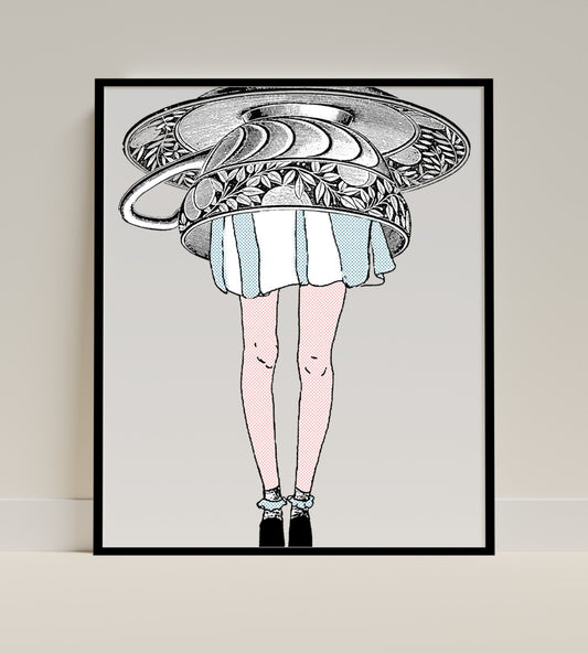 Unique Contemporary Art Poster with Surreal Teacup Design