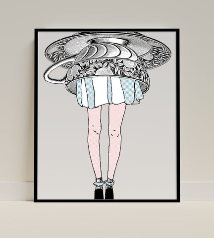 Unique Contemporary Art Poster with Surreal Teacup Design