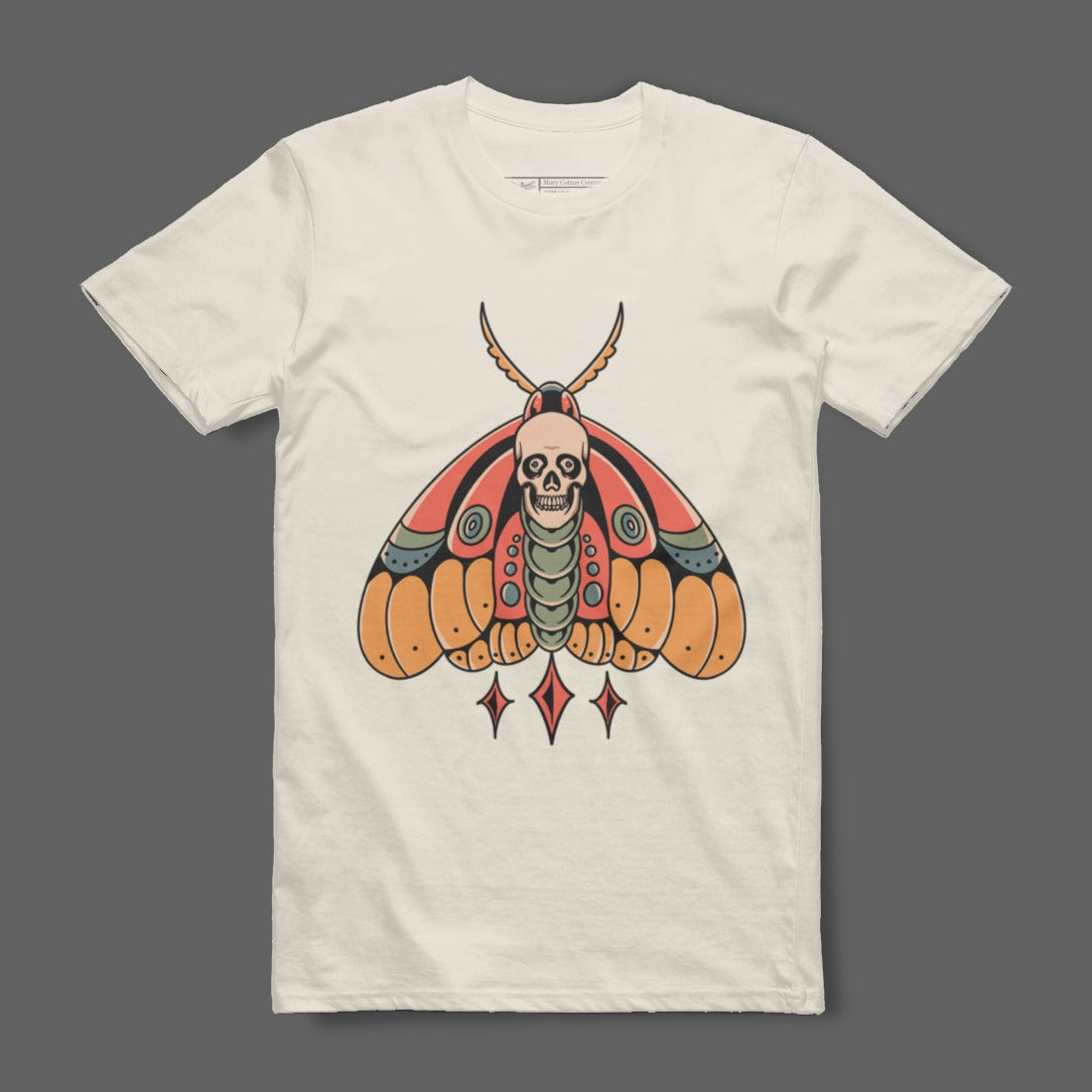 Skull Moth Tattoo Graphic Art T-Shirt Design