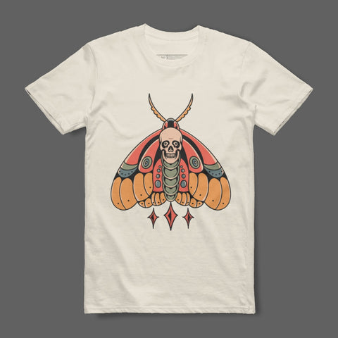 Skull Moth Tattoo Graphic Art T-Shirt Design