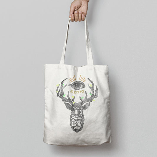 Elements Deer Solitary Trees Grow Strong Tote Bag