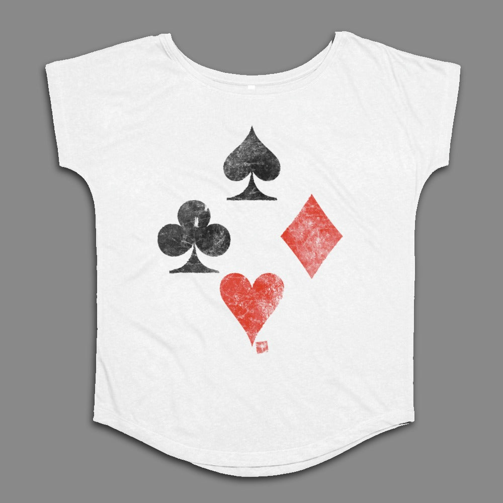 Vintage Four Card Suits Graphic Fashionable T-Shirt