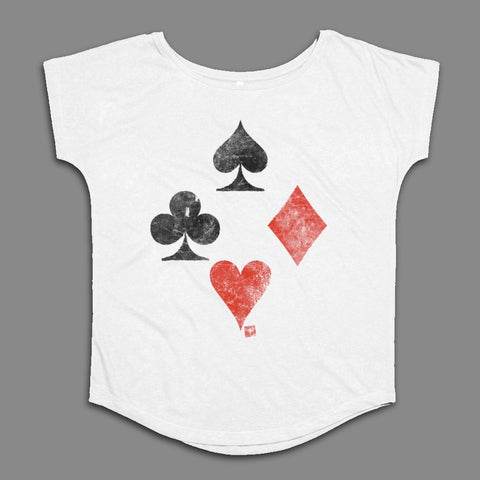 Vintage Four Card Suits Graphic Fashionable T-Shirt