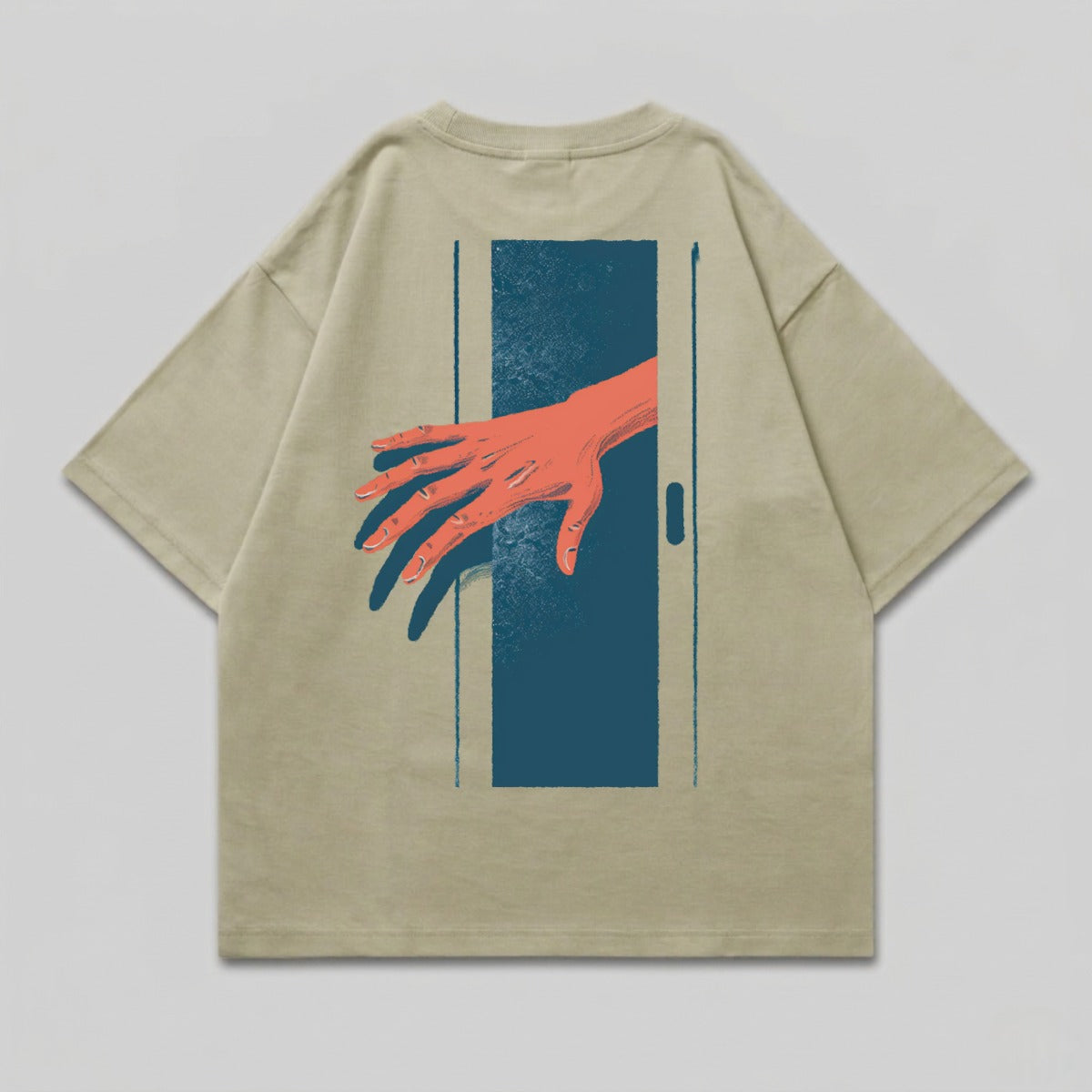 Surreal Hand Door Artistic Graphic Illustration product type
hand graphic, door art, surreal design, artistic illustration, graphic tee, abstract imagery, unique print, creative design, back print, modern art, statement piece, streetwear style, original artwork, illustrative graphic, human hand motif, architectural element, intriguing visual, pop art influence, bold graphic, artistic apparel