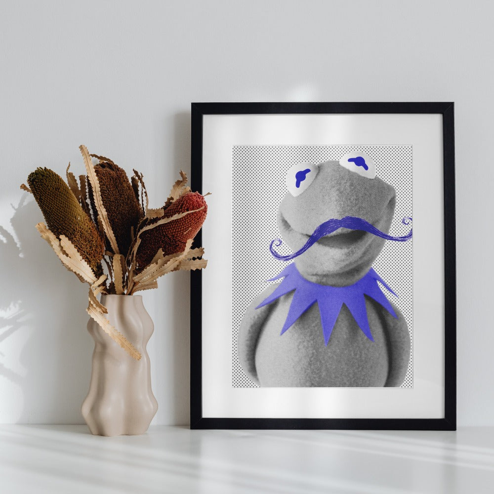 Quirky Wall Art of Whimsical Character with Mustache