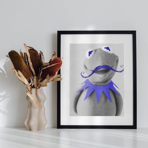 Quirky Wall Art of Whimsical Character with Mustache