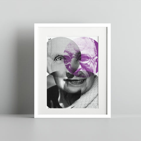 Artistic Abstract Portrait in Black and Purple Frame Print