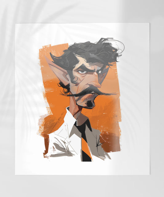 Character Illustration with Mustache Print Wall Art
