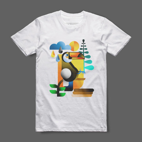 Vibrant Toucan Graphic Tee With Nature Elements